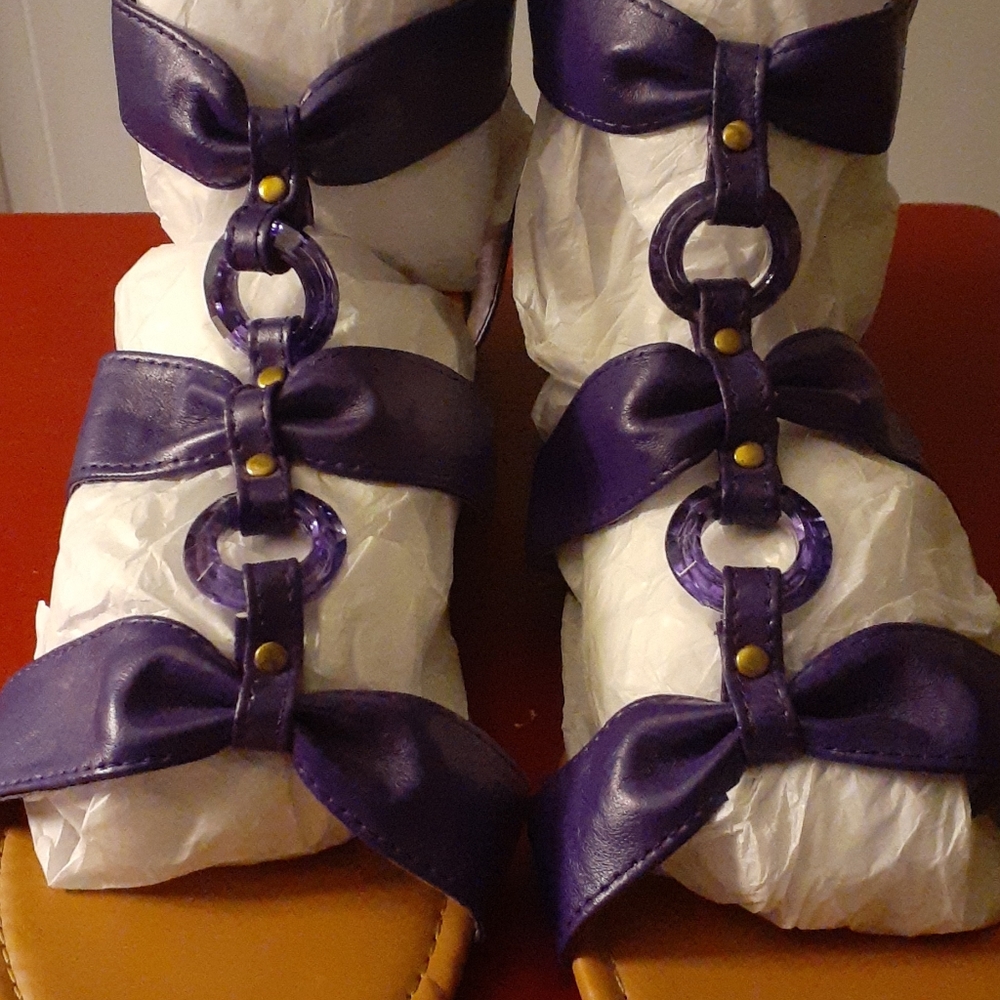 Max Collection faux leather purple gladiator sandals Size 12 - Picture 7 of 10